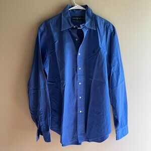 Ralph Lauren classic fit cotton blue dress shirt preppy office casual